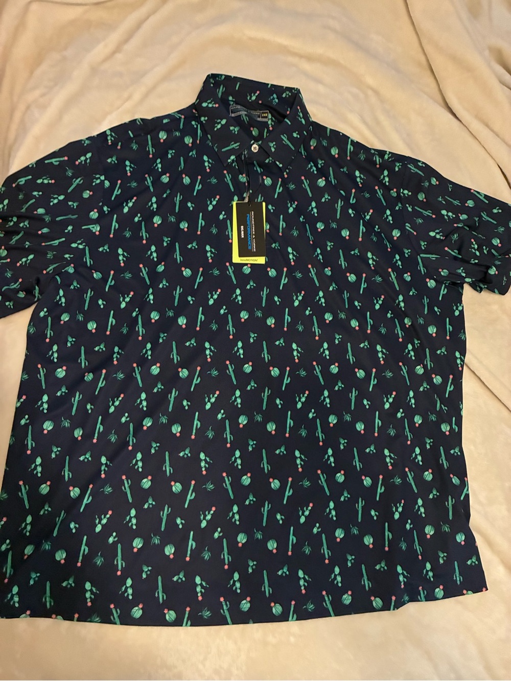 Roundtree & Yorke performance short sleeves blue top moisture wicking size 2XB